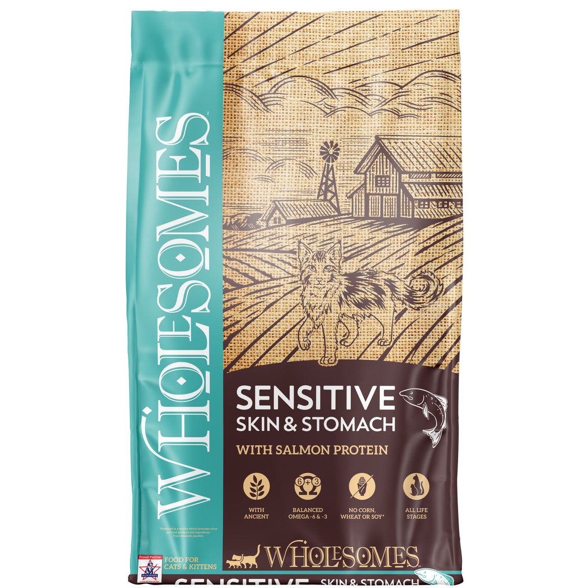 Wholesomes Cat Sensitive Skin & Stomach Salmon Protein 10 lbs