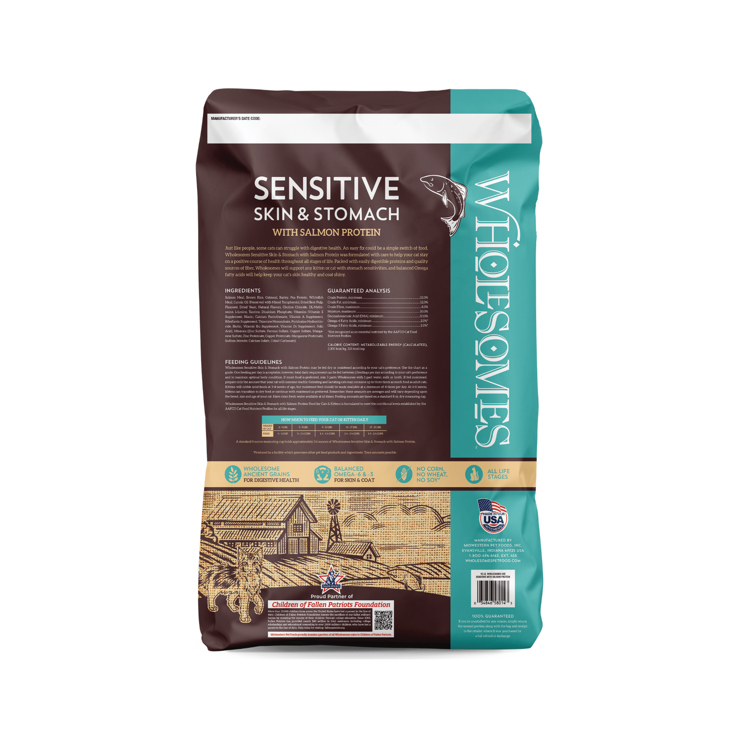 Wholesomes Cat Sensitive Skin & Stomach with Salmon Protein 10 Lbs